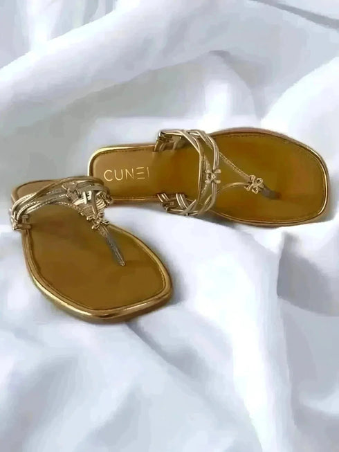 Golden Silver Metallic Flats - cunei